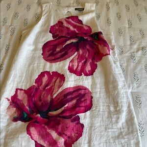 Floral Sleeveless linen Tommy bahama Dress with Pink Flowers size large.